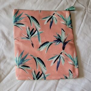 Rachel Pally Pink and Teal Leaf Cosmetic Bag